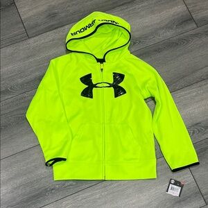 Youth Under Armour Neon Lime Green Full-Zip Hoodie size 6 NWT